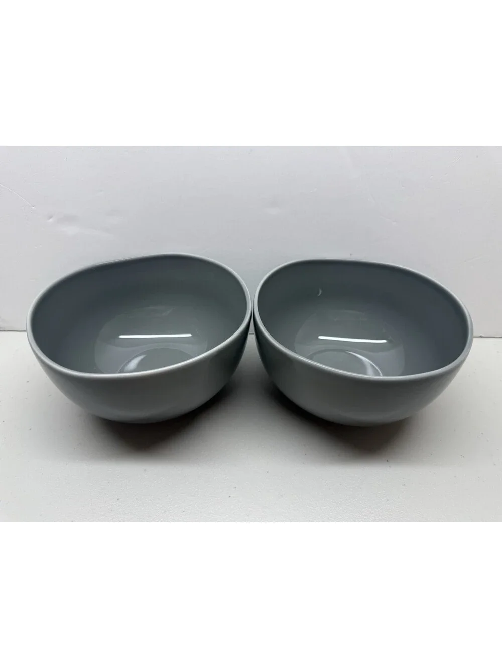 West Elm Set of Two Gray Organic Porcelain Bowls 6